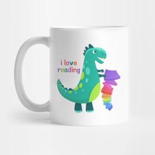 Dinosaur I Love Reading - Cute Dinosaur Book Reading - Bookworm - Book Dinosaur Mug